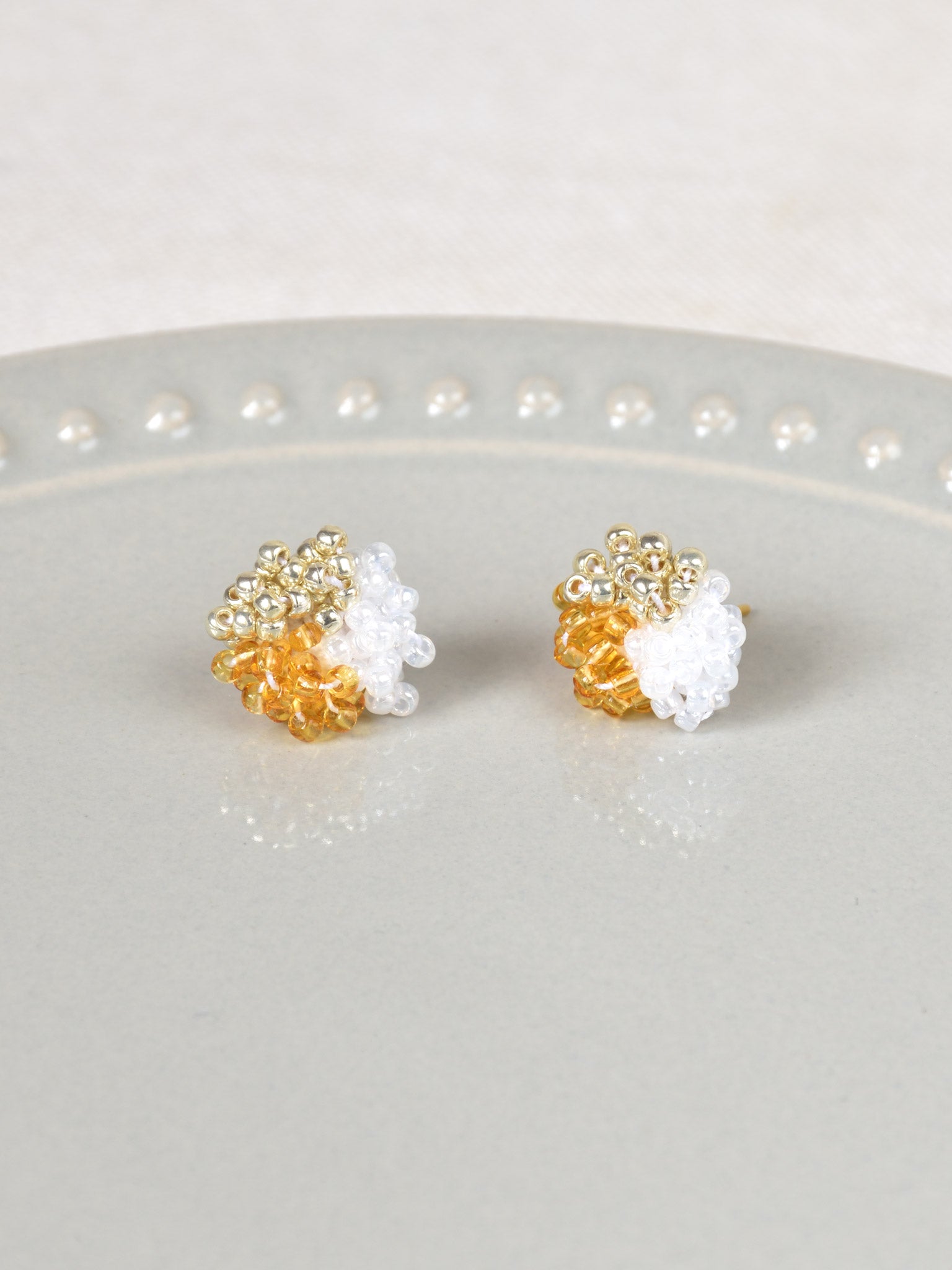 Ariel Trio Stud Earrings in Topaz Plate