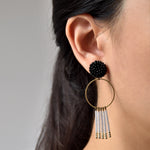 Arria Sead Beaded Fringe Hoop Earrings Model