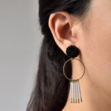 Arria Sead Beaded Fringe Hoop Earrings Model