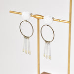 Arria Sead Beaded Fringe Hoop Earrings White Left