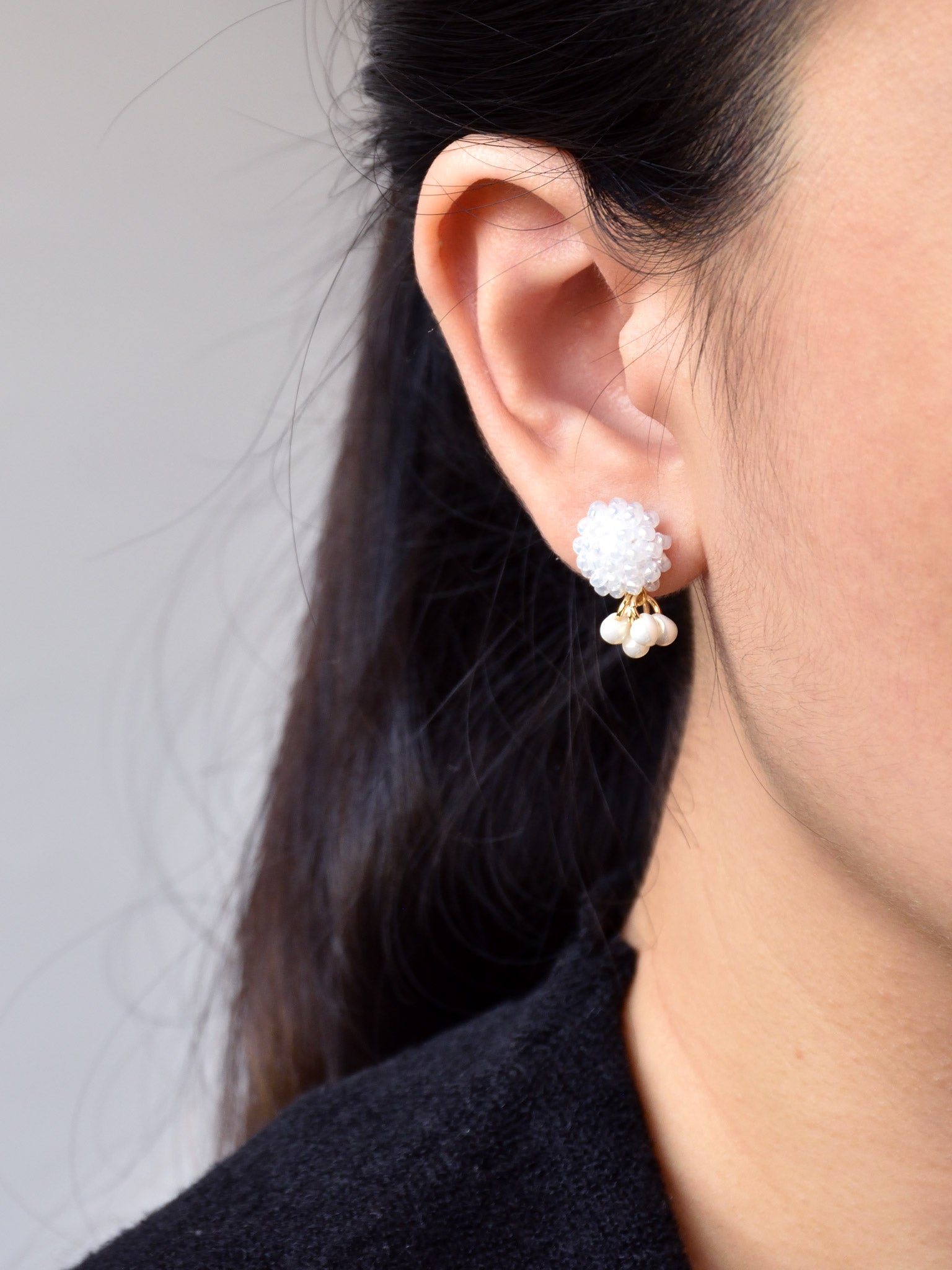 Atlas Drop Earrings in White Model