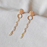 Aurora Crystal Earrings in Champagne Pink Front