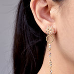 Aurora Crystal Earrings in Champagne Pink Model