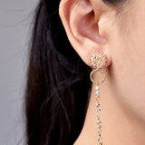 Aurora Crystal Earrings in Champagne Pink Model