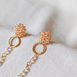 Aurora Crystal Earrings in Champagne Pink Zoom Top