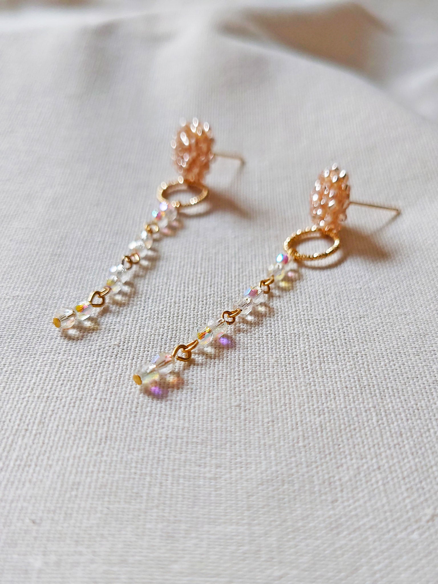 Aurora Crystal Earrings in Champagne Pink Zoom Bottom