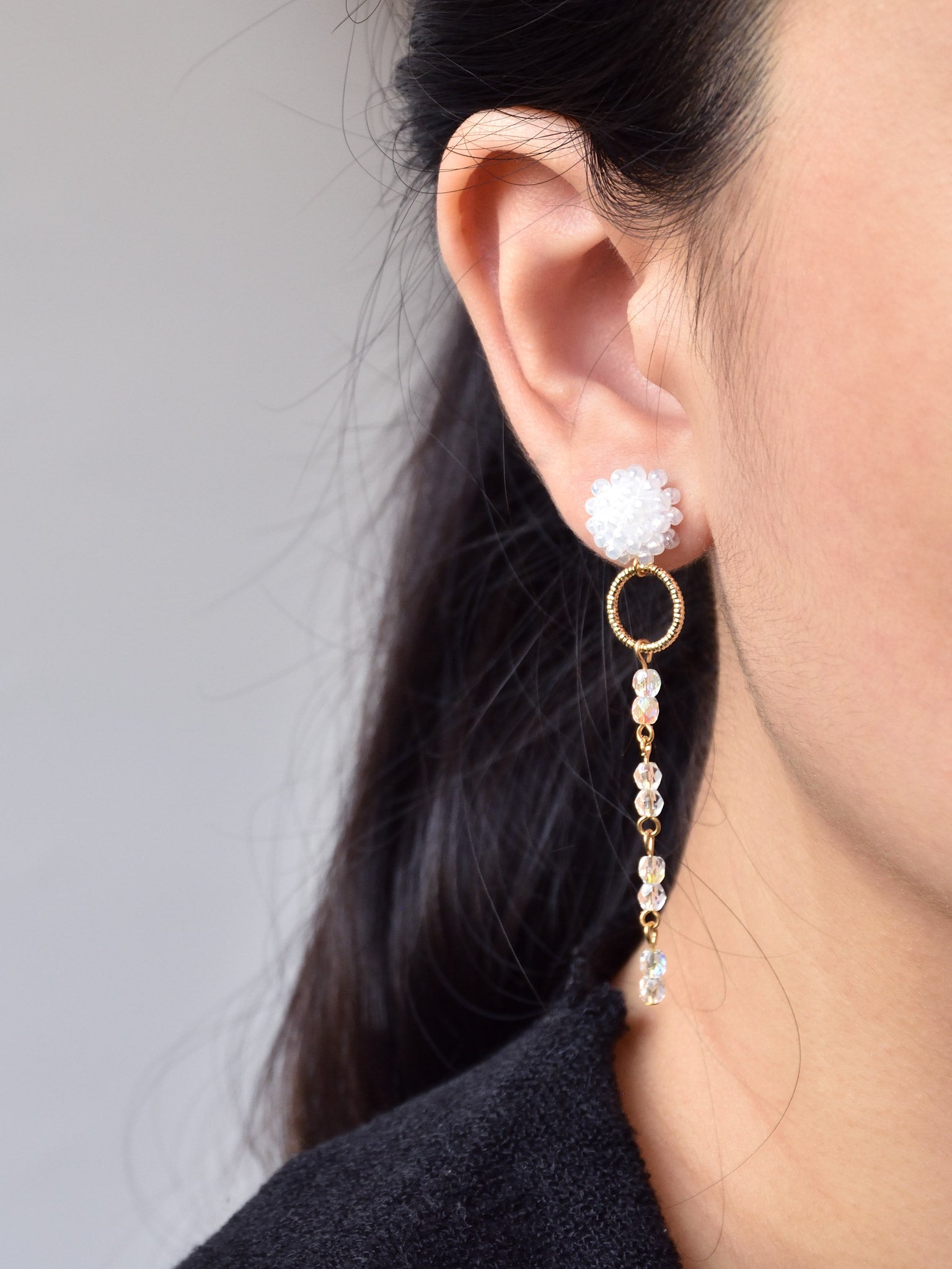 Aurora Crystal Earrings in White Model