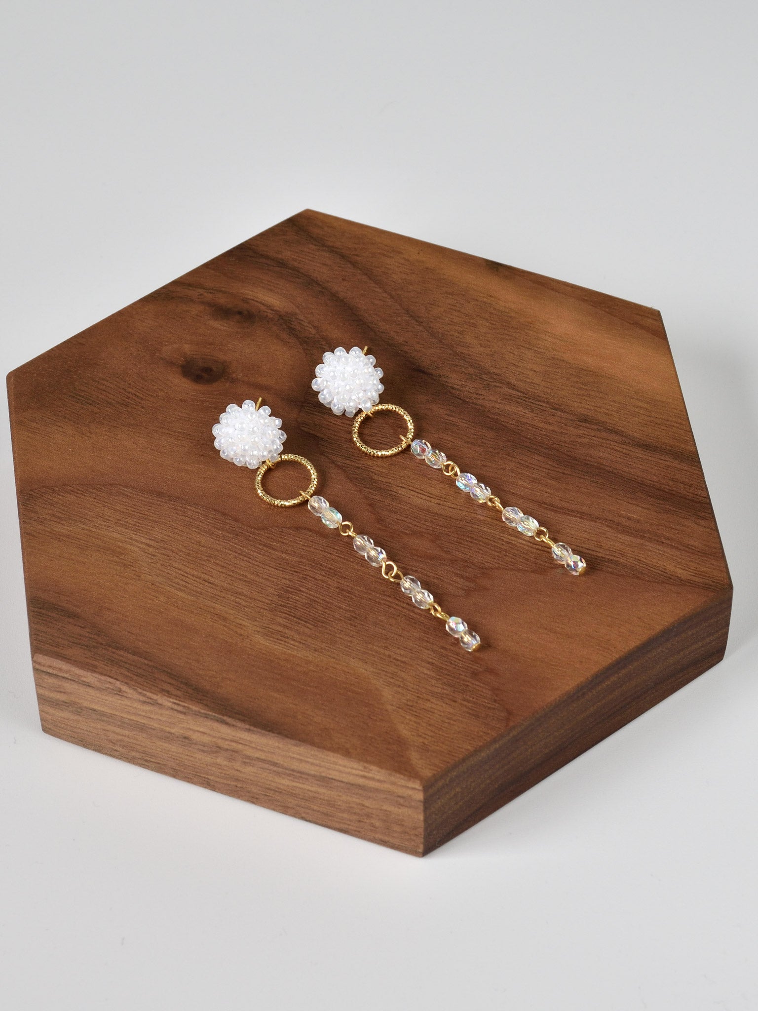 Aurora Crystal Earrings in White Top