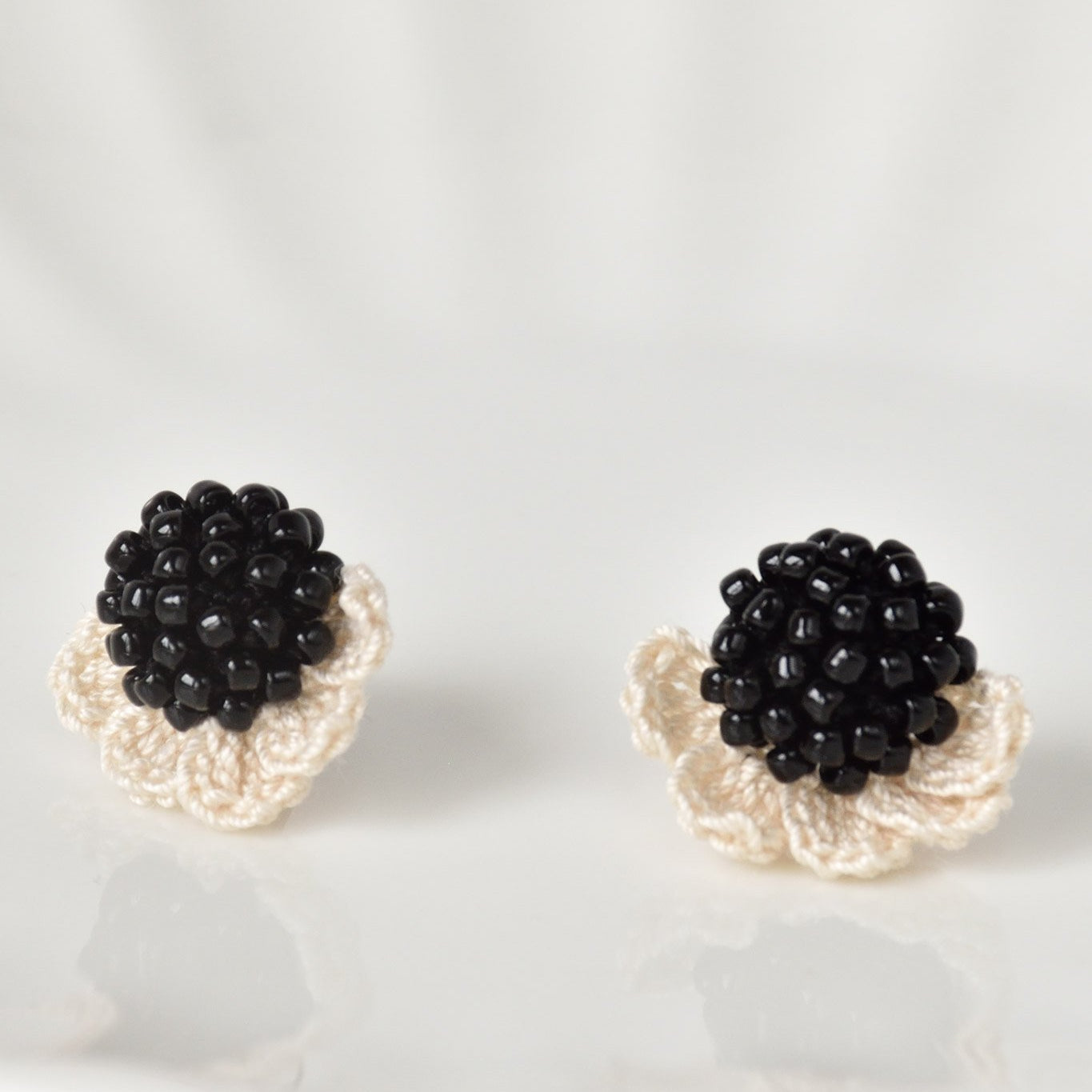 Beads Crochet Coneflower Studs in Black Right
