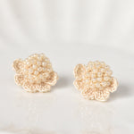Beads Crochet Coneflower Studs in Ivory Front
