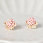 Beads Crochet Coneflower Studs in Pink Left