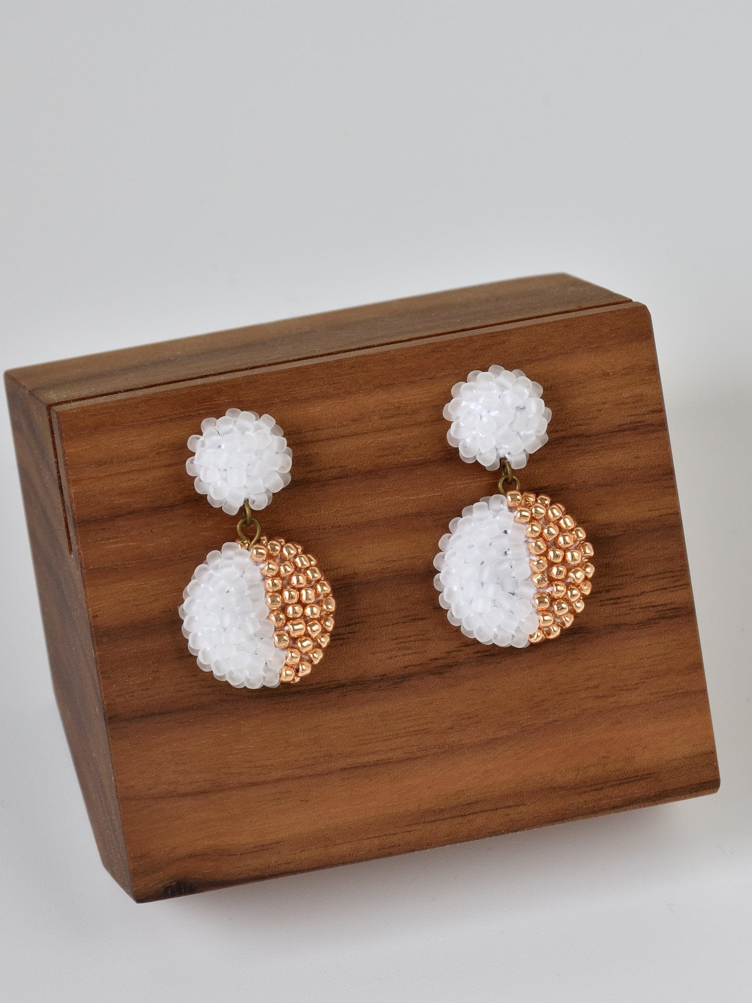 Callisto Last Quarter Drop Earrings in Rose Gold Right