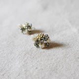 Camellia Bicolor Stud Earrings in Diamond Black Right 2