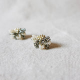 Camellia Bicolor Stud Earrings in Diamond Black RIght