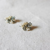Camellia Bicolor Stud Earrings in Diamond Black Side