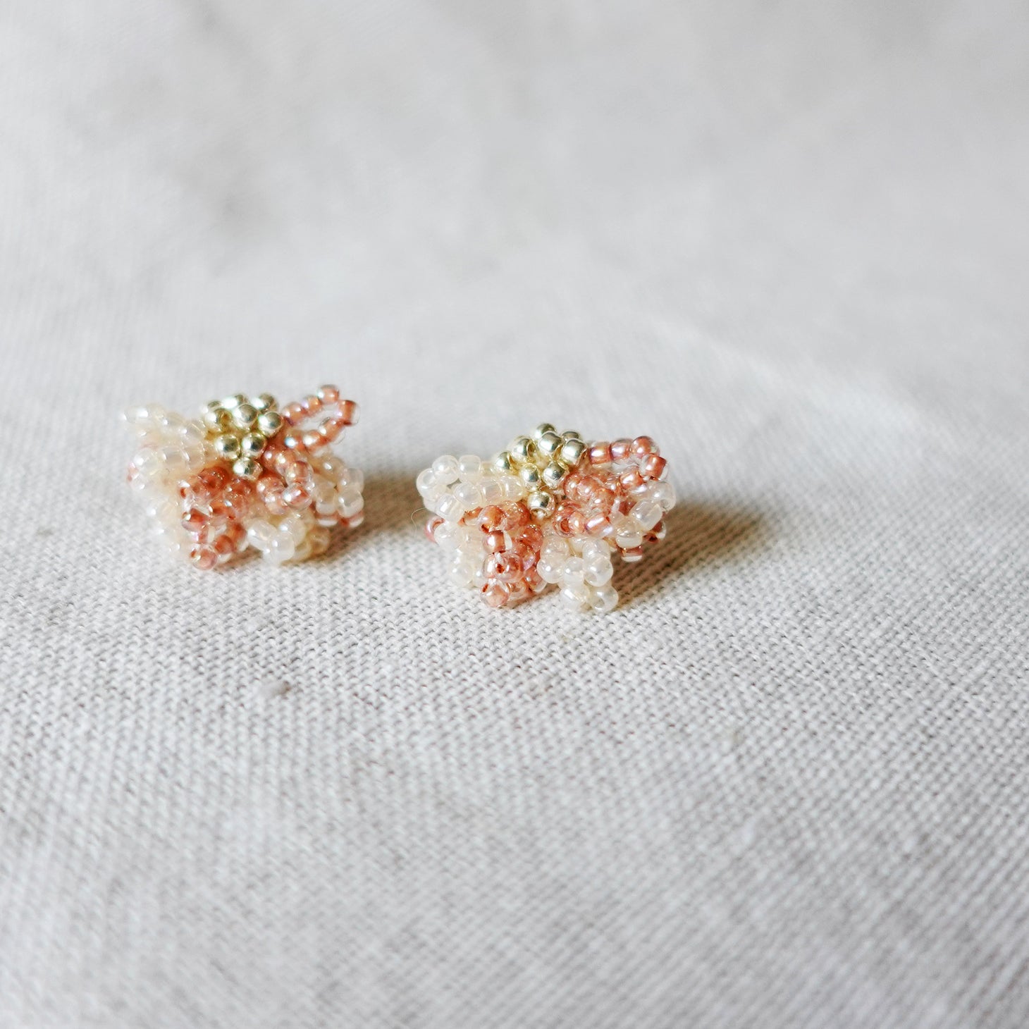 Camellia Bicolor Stud Earrings in Strawberry Red Front