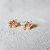 Camellia Bicolor Stud Earrings in Strawberry Red Front