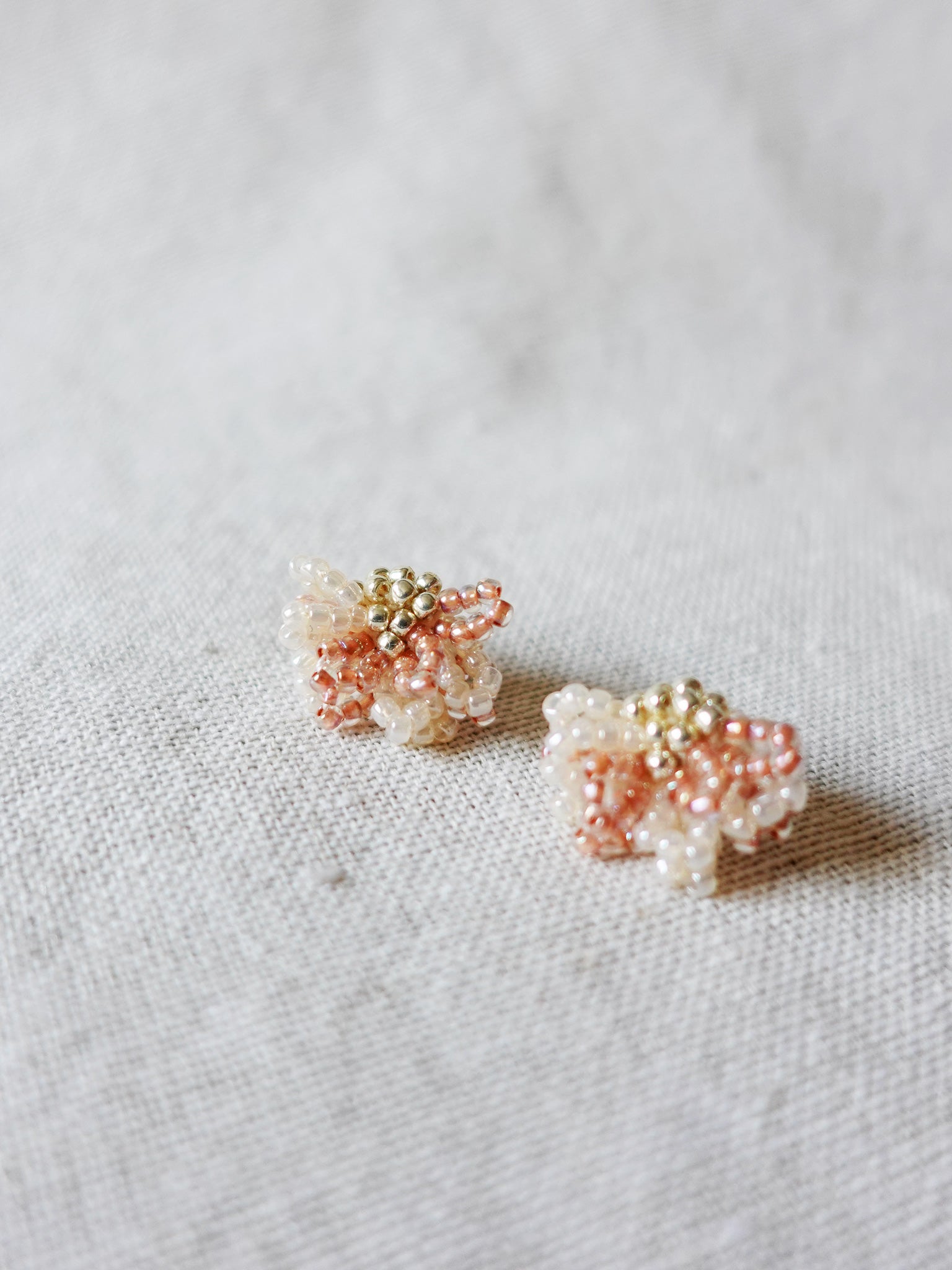 Camellia Bicolor Stud Earrings in Strawberry Red Left