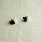 Camellia Dip Stud Earrings in Black Front
