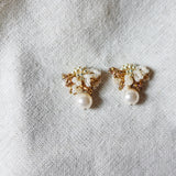 Camellia Mariota Bicolor Earrings in Caramel Brown Left