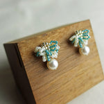Camellia Mariota Bicolor Earrings in Ocean Green Display