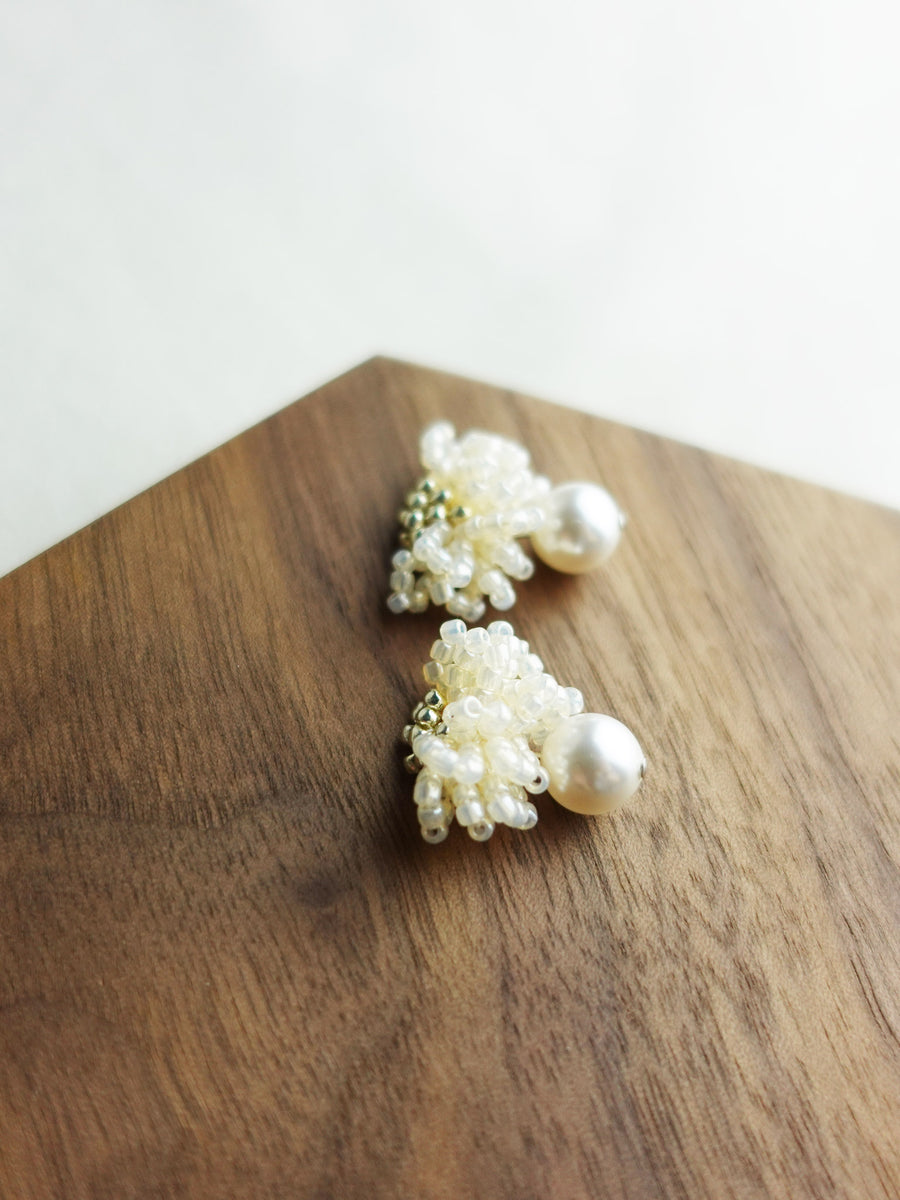 Camellia Mariota Earrings in Ivory Display Left