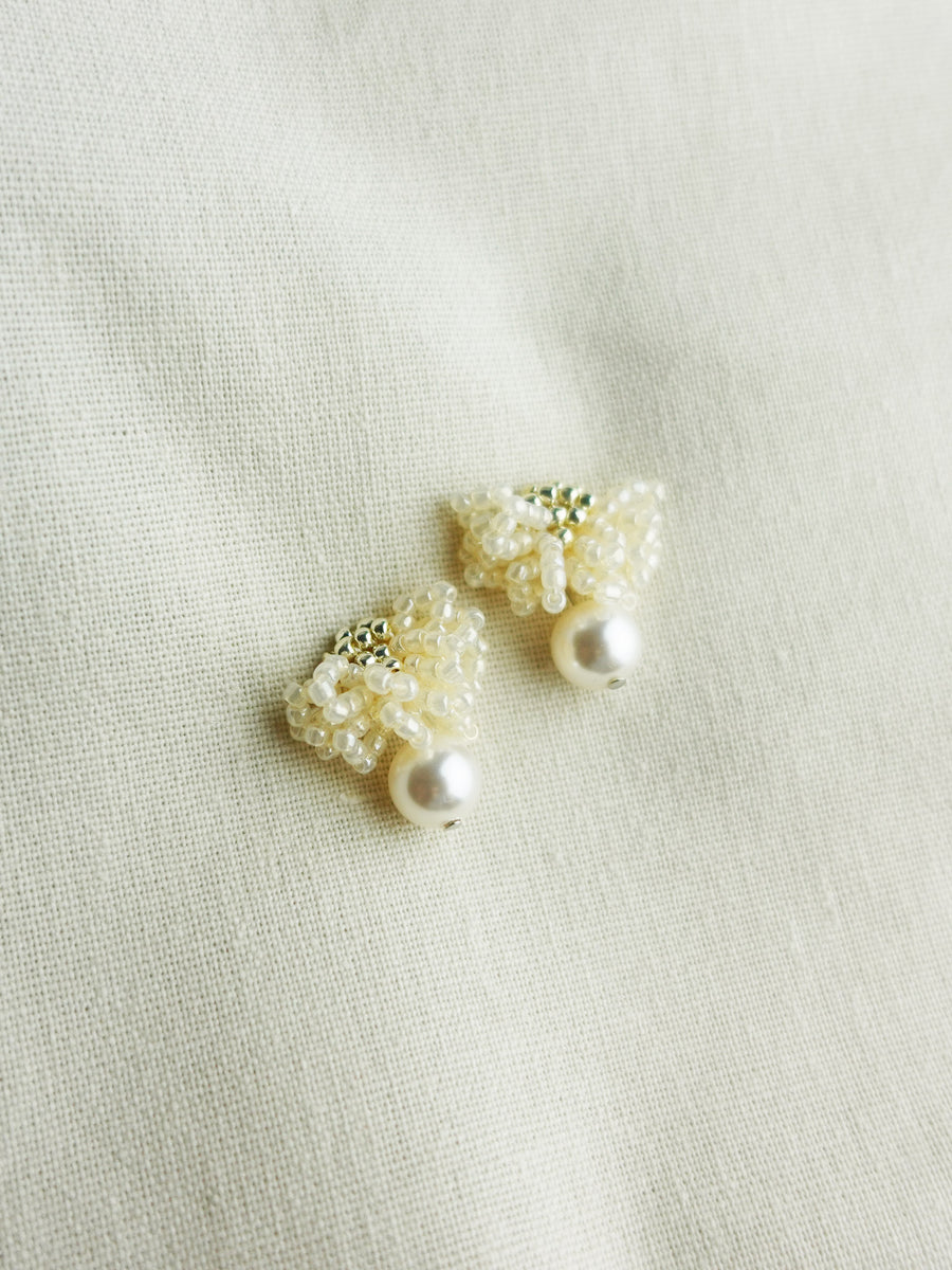Camellia Mariota Earrings in Ivory Left