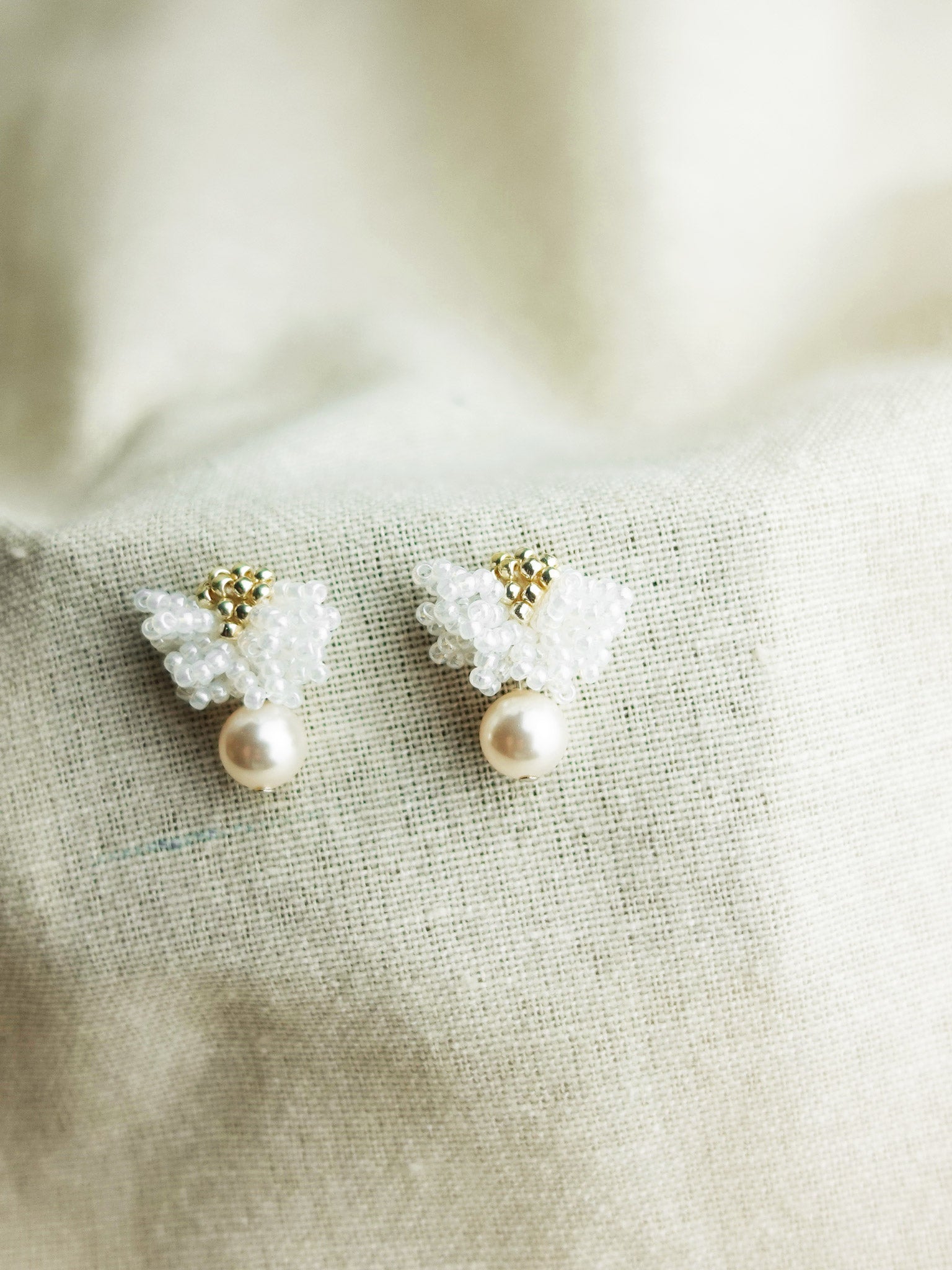 Camellia Mariota Earrings in White Front