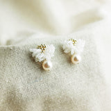 Camellia Mariota Earrings in White Left