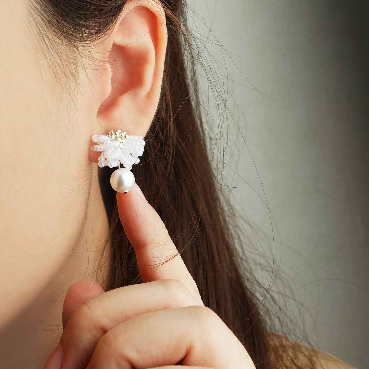 Camellia Mariota Earrings in White Model