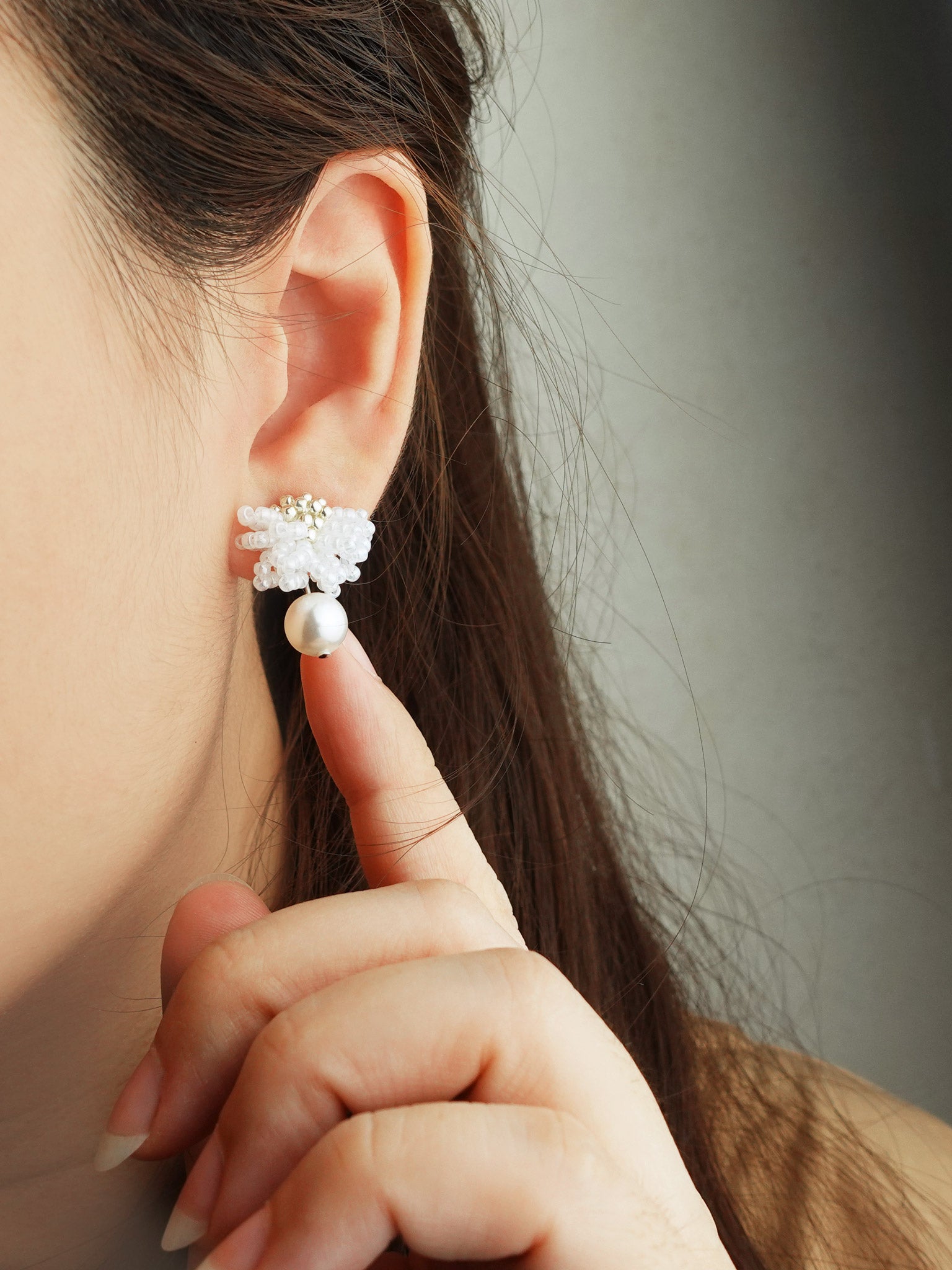 Camellia Mariota Earrings in White Model