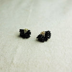 Camellia Stud Earrings in Black Front