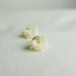 Camellia Stud Earrings in Ivory Left