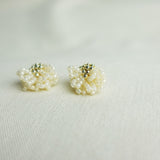 Camellia Stud Earrings in Ivory Right