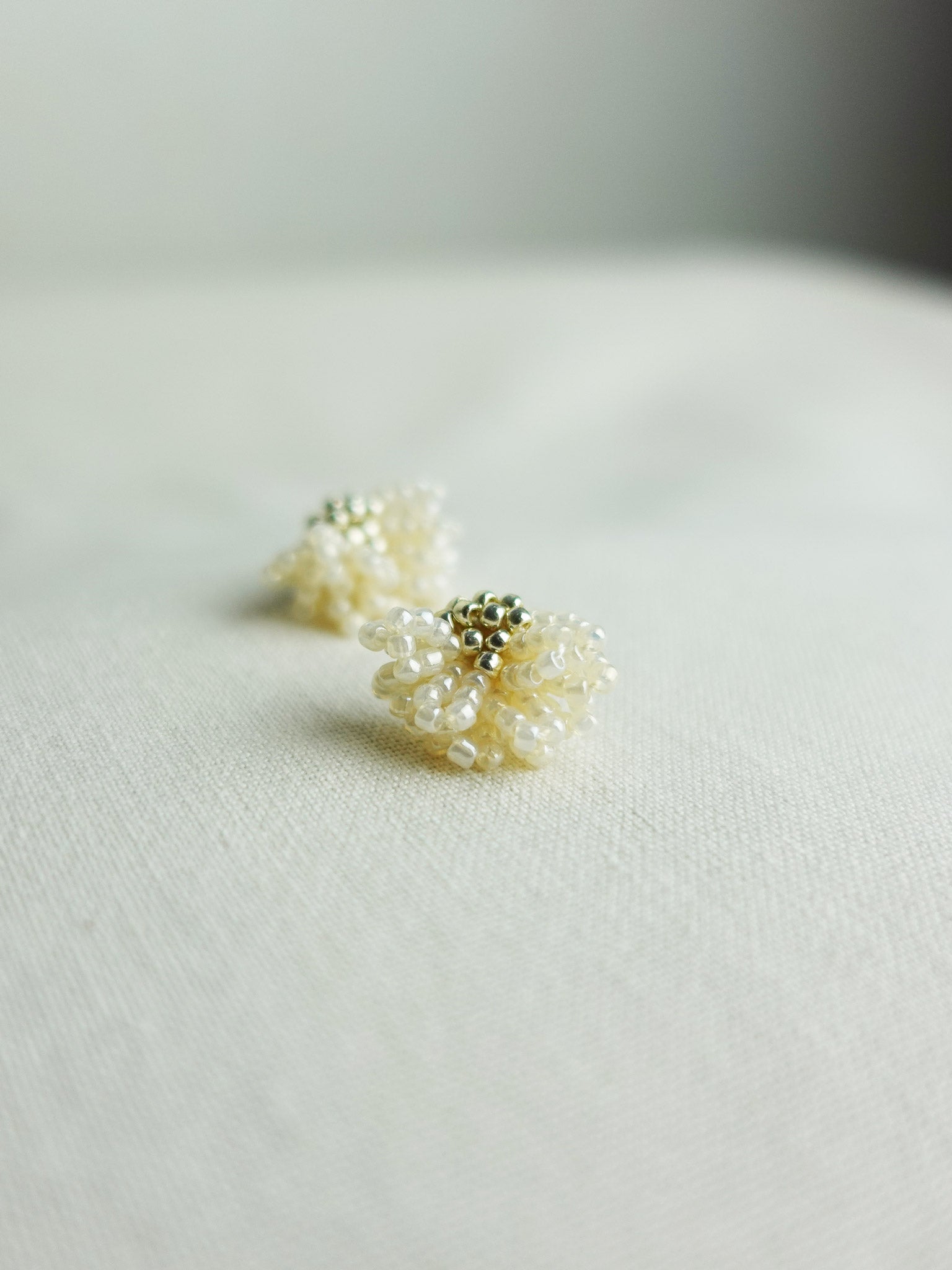 Camellia Stud Earrings in Ivory Single