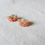 Camellia Stud Earrings in Strawberry Red Front
