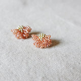 Camellia Stud Earrings in Strawberry Red Front