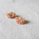 Camellia Stud Earrings in Strawberry Red Right