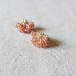 Camellia Stud Earrings in Strawberry Red Side