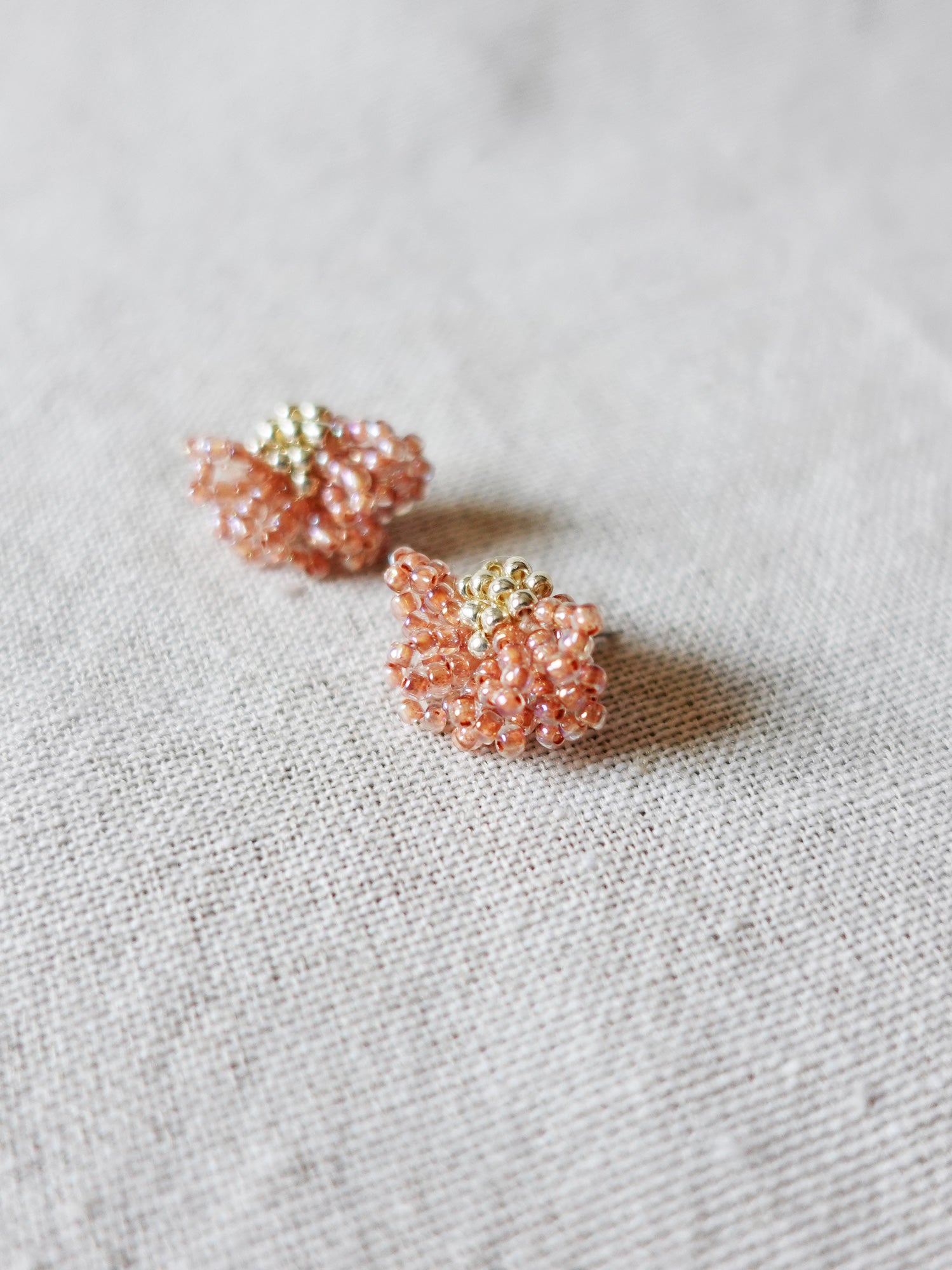 Camellia Stud Earrings in Strawberry Red Side