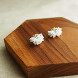 Camellia Stud Earrings in White Display