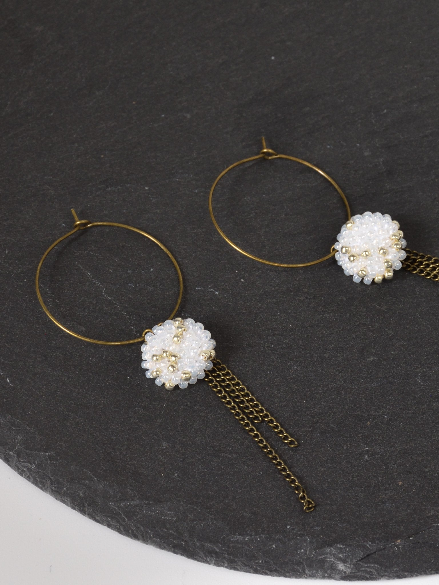 Carme Chain Fringe Hoop Earrings Details