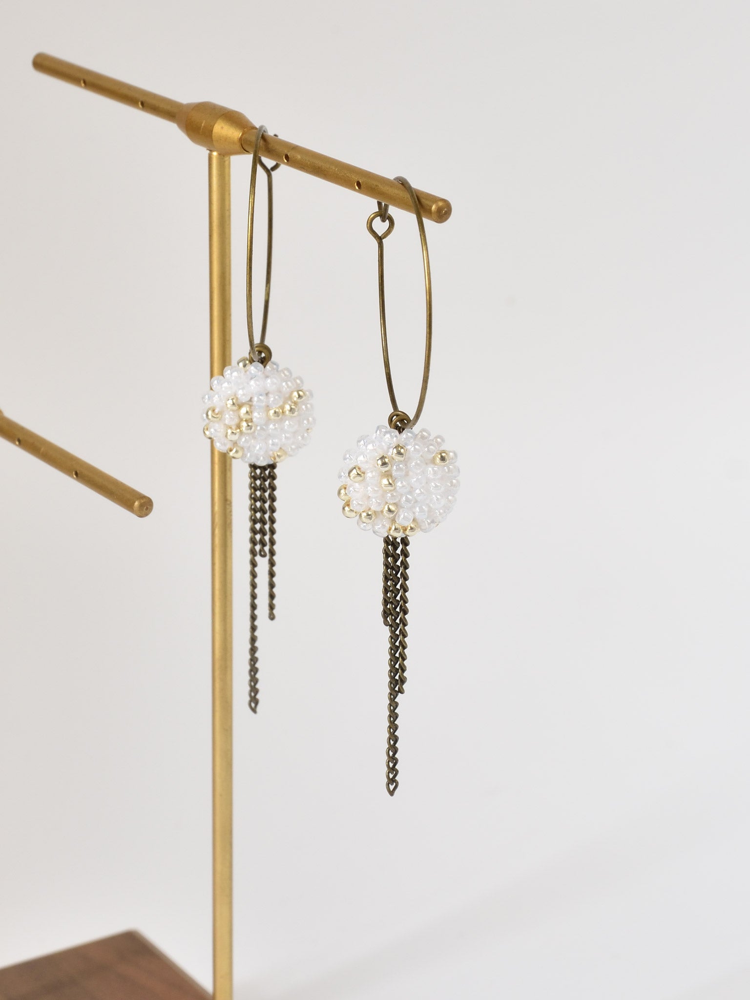 Carme Chain Fringe Hoop Earrings Front