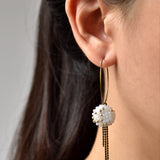 Carme Chain Fringe Hoop Earrings Model