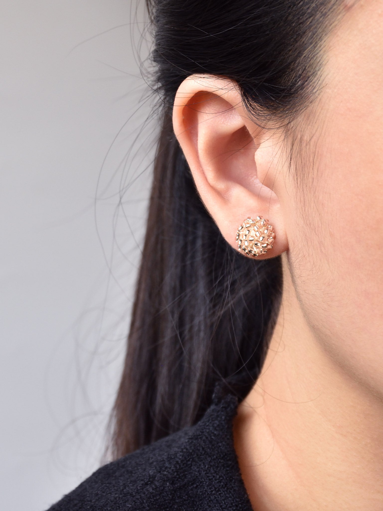 Champagne Pink Stud Earrings Model