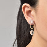 Cleon Quartz Stud Back Earrings in Purple Model