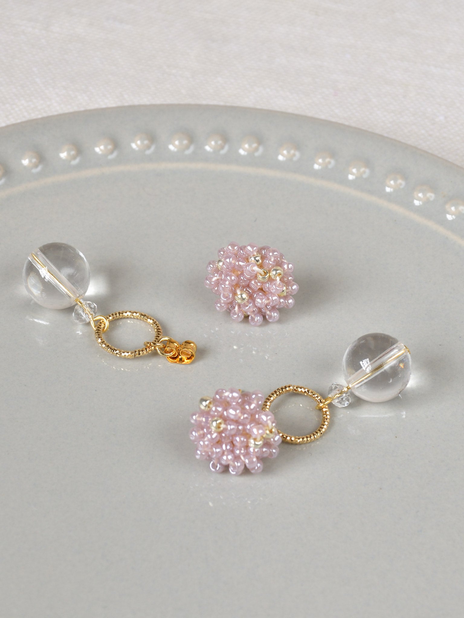 Cleon Quartz Stud Back Earrings in Purple Top 2
