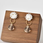 Cleon Quartz Stud Back Earrings in White Front
