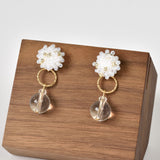 Cleon Quartz Stud Back Earrings in White Front