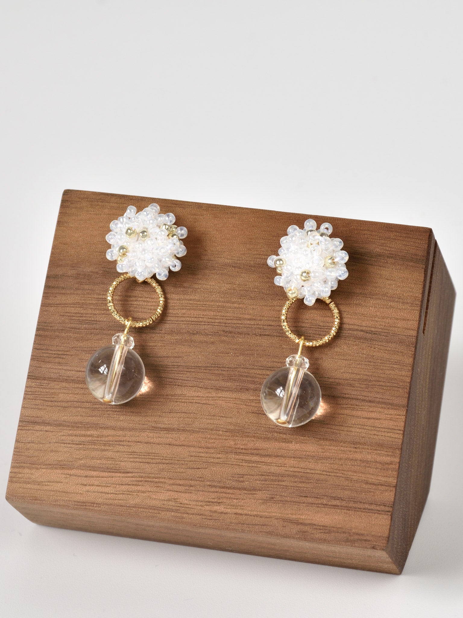 Cleon Quartz Stud Back Earrings in White Front